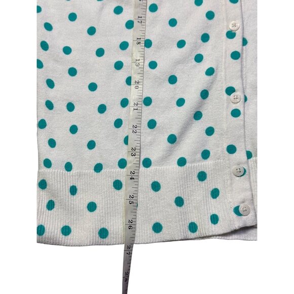 Merona White & Teal Polka Dot Cardigan Sweater Women Large Long Sleeve NWT - Picture 14 of 16